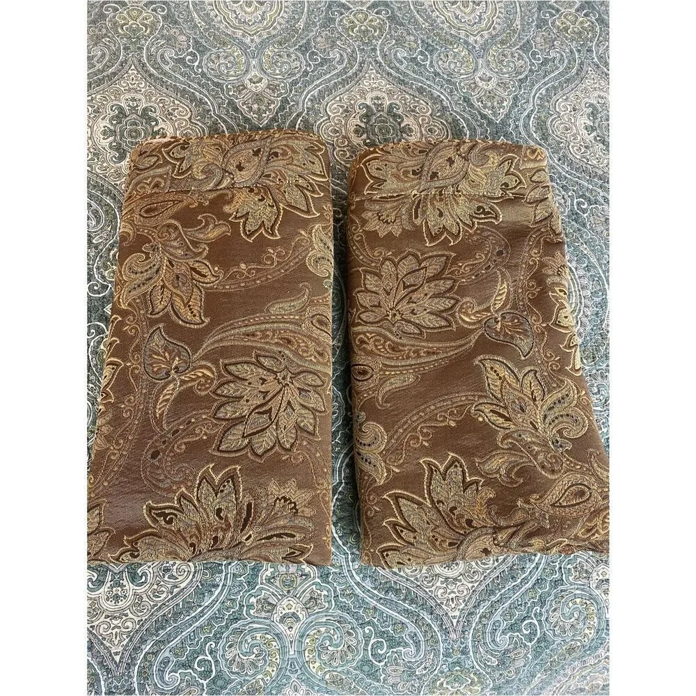 Croscill Gold and Brown Damask Decorative Pillow Cover